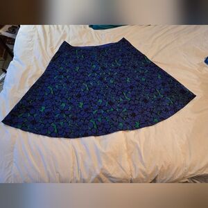Lane Bryant Blue and Green Floral A-Line Skirt